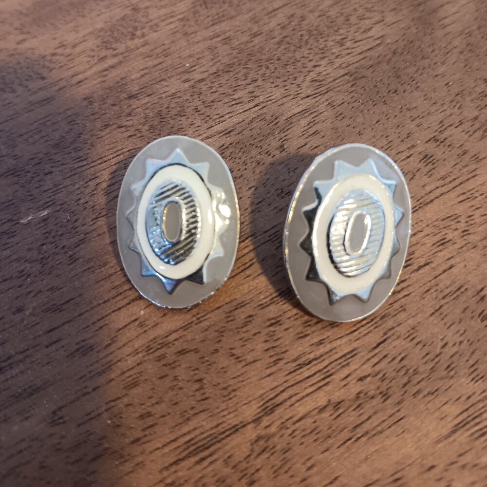 Vintage gray silver and white earrings for pierced ears